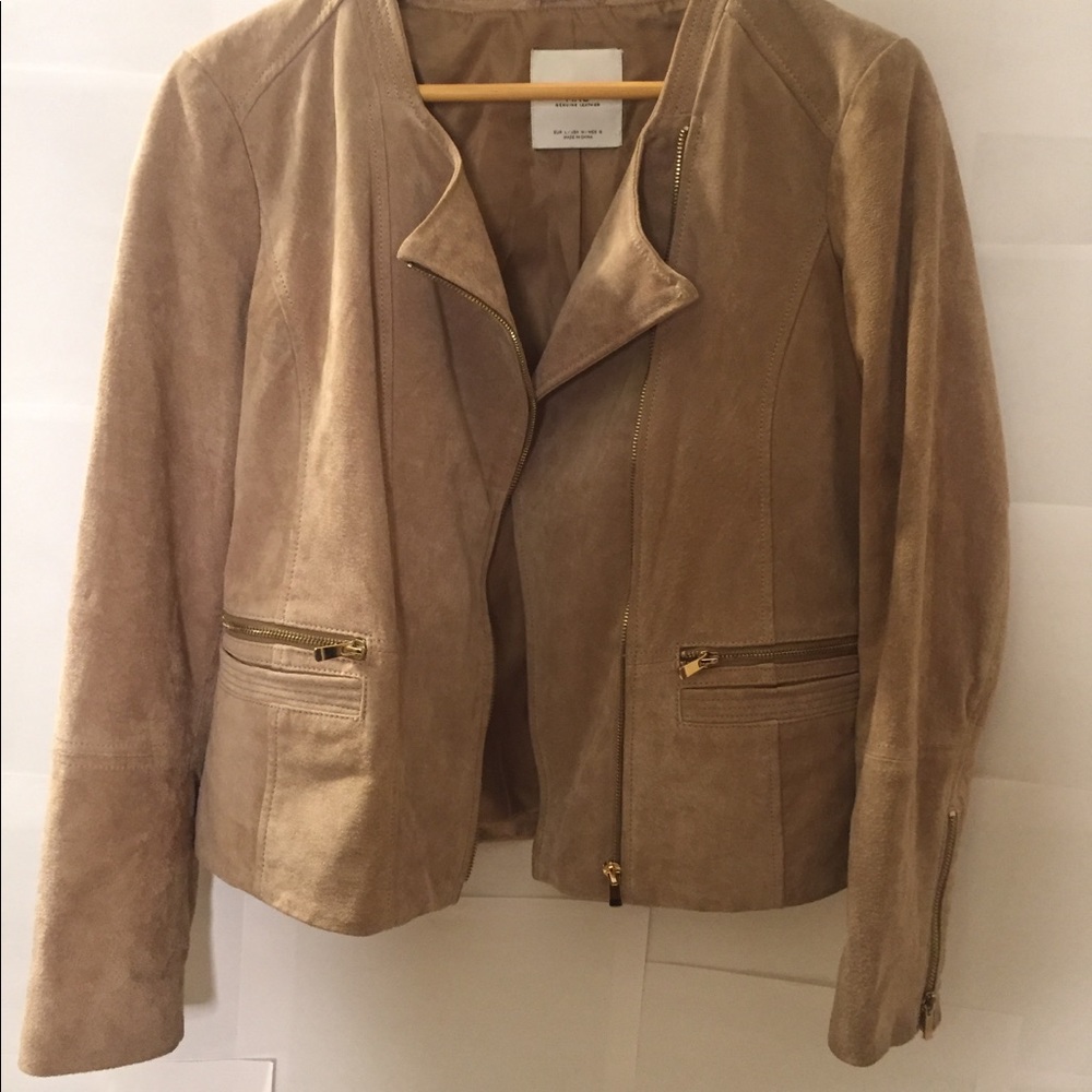 Beige Suede Jacket from Mango